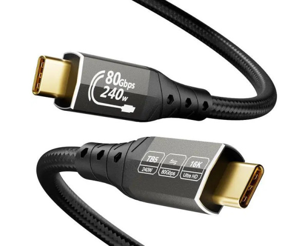 E-GREEN Kabl USB4 V2.0 USB C-CMM Thunderbolt 54, 80GbpsPD 16K@60Hz 8K@120Hz, 2m, crni